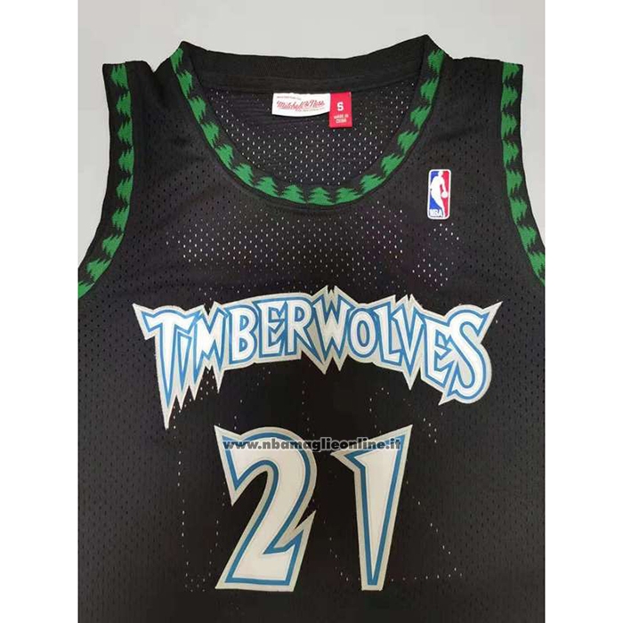 Maglia Minnesota Timberwolves Kevin Garnett #21 Hardwood Classics Throwback Nero